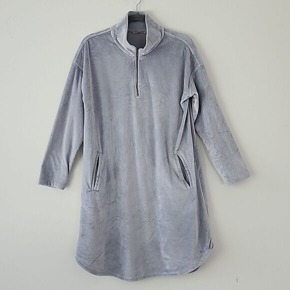 Soft Surroundings Auberon Mini Dress Coziest Zip-Up Tunic Pullover Silver S (12) - Picture 8 of 8